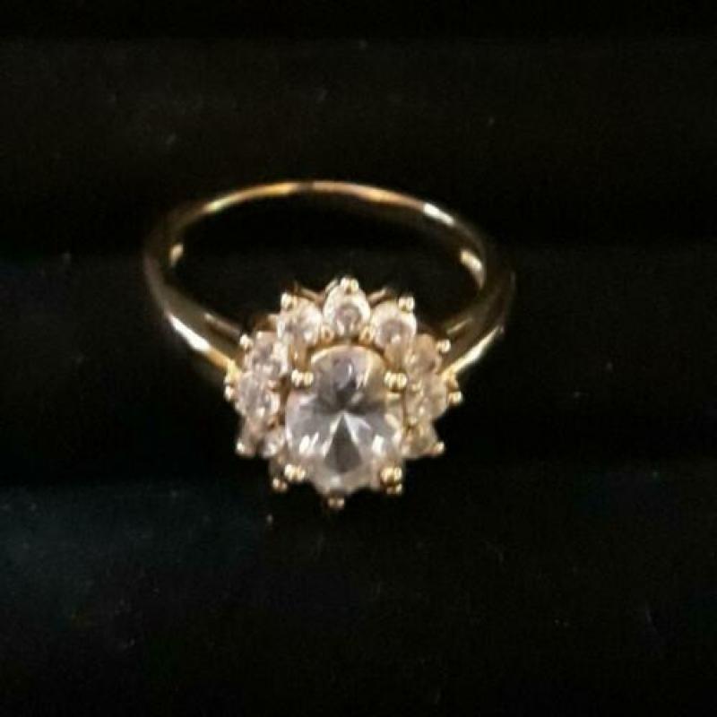 Strass setje verguld ringmaat 18,5