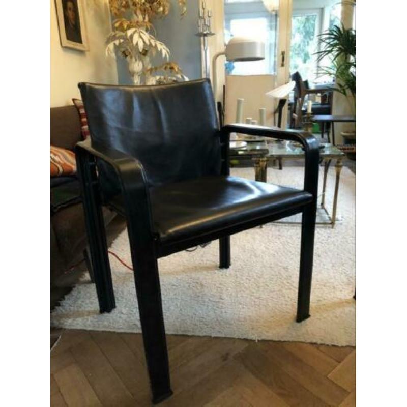 2 vintage Matteo grassi leren eetkamerstoelen
