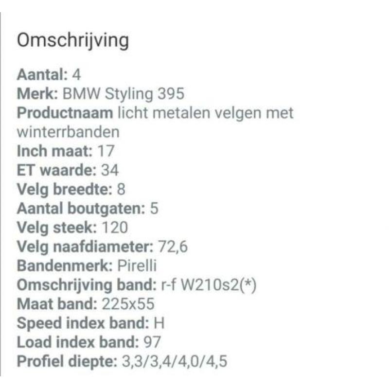 BMW velgen 17" inch met winterbanden