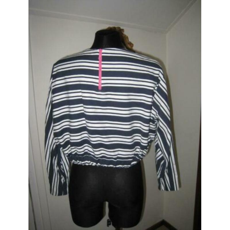 Zara nieuw trendy blauw/wit gestreept top, S