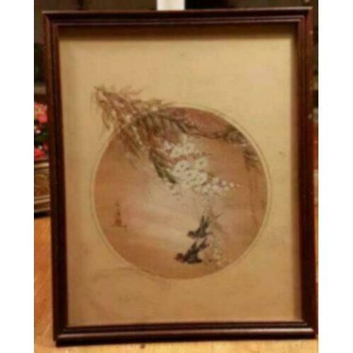 Litho John Cheng Zwaluwen met bloesem