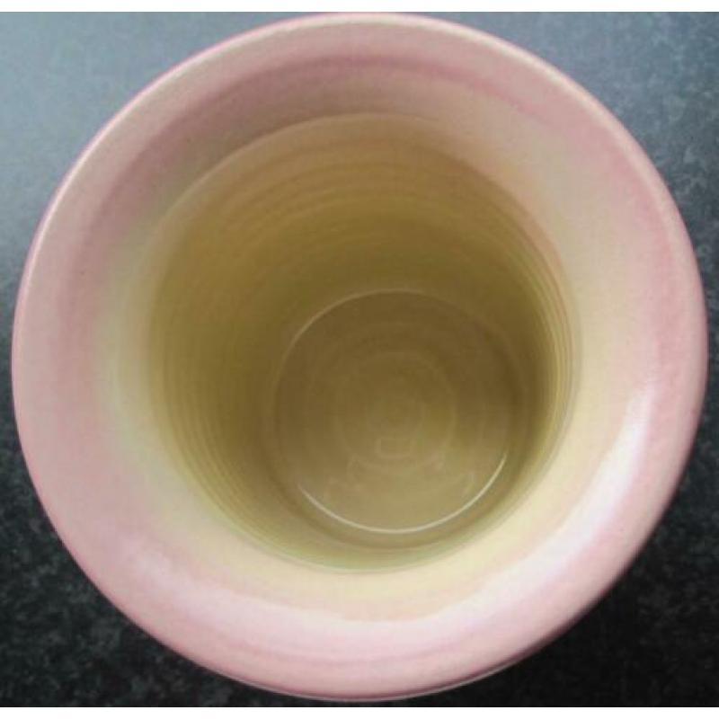 roze geribbelde bloempot met rand