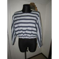 Zara nieuw trendy blauw/wit gestreept top, S