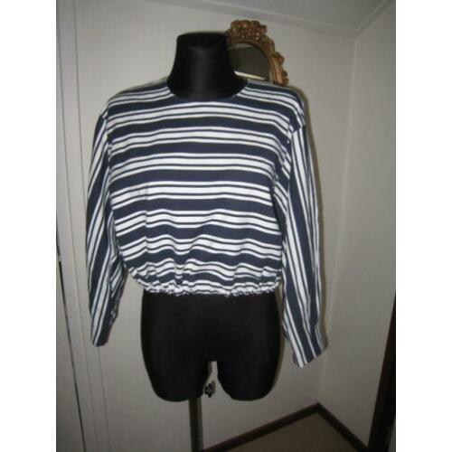 Zara nieuw trendy blauw/wit gestreept top, S