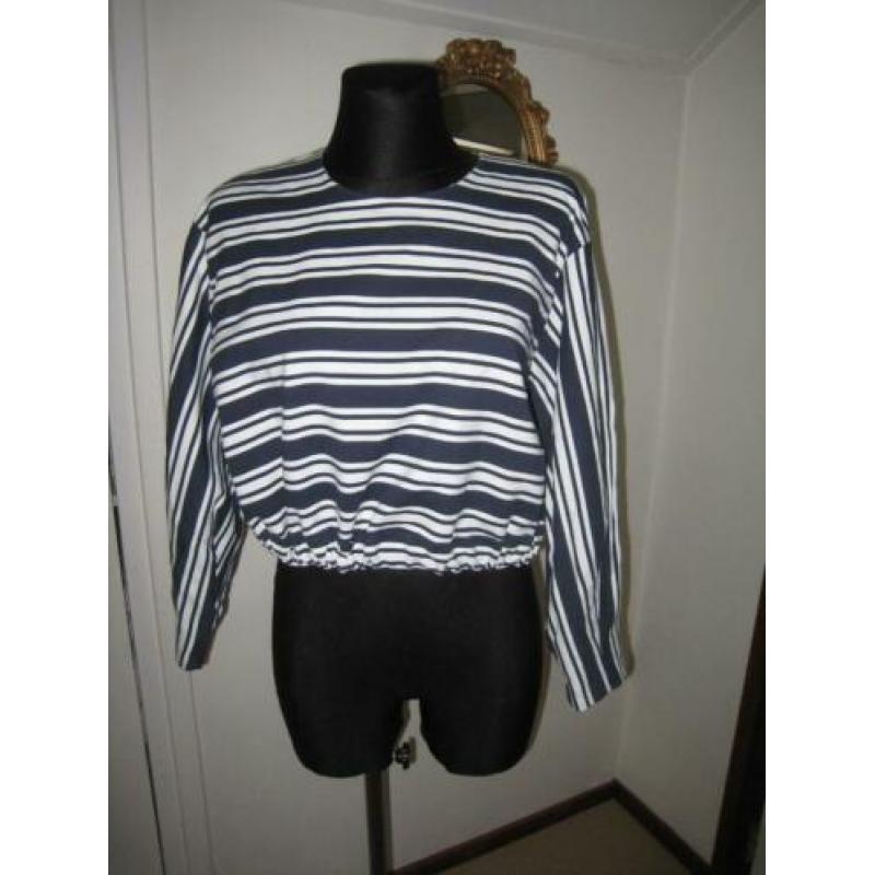 Zara nieuw trendy blauw/wit gestreept top, S