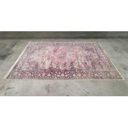 Handgeknoopt zijde Kashmir tapijt light pink floral 185x280