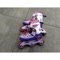 Nijdam skeelers adjustable 27-30, wit-rose-paars