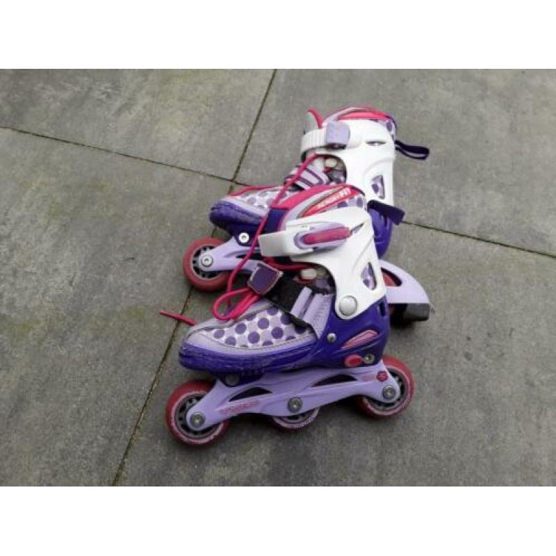 Nijdam skeelers adjustable 27-30, wit-rose-paars