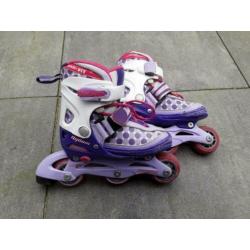 Nijdam skeelers adjustable 27-30, wit-rose-paars