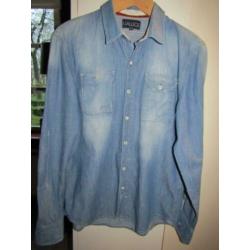 D365 Gallice mt L overhemd denim blauw borstzakjes