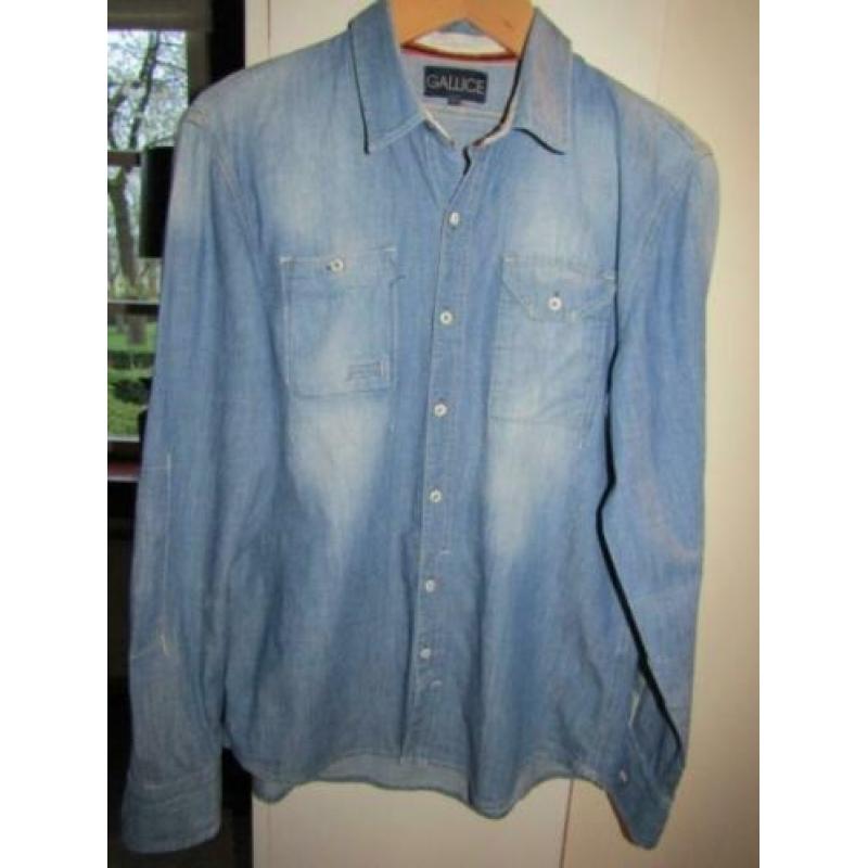 D365 Gallice mt L overhemd denim blauw borstzakjes