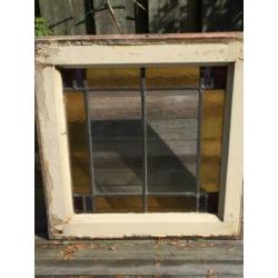 Mooi oud antiek glas in lood raam ( Code: 39 )
