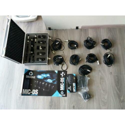 Drummicrofoonset 7 delig met xlr kabels en fantoomvoeding