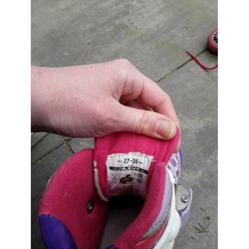 Nijdam skeelers adjustable 27-30, wit-rose-paars