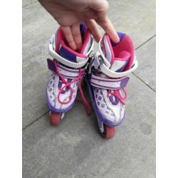 Nijdam skeelers adjustable 27-30, wit-rose-paars