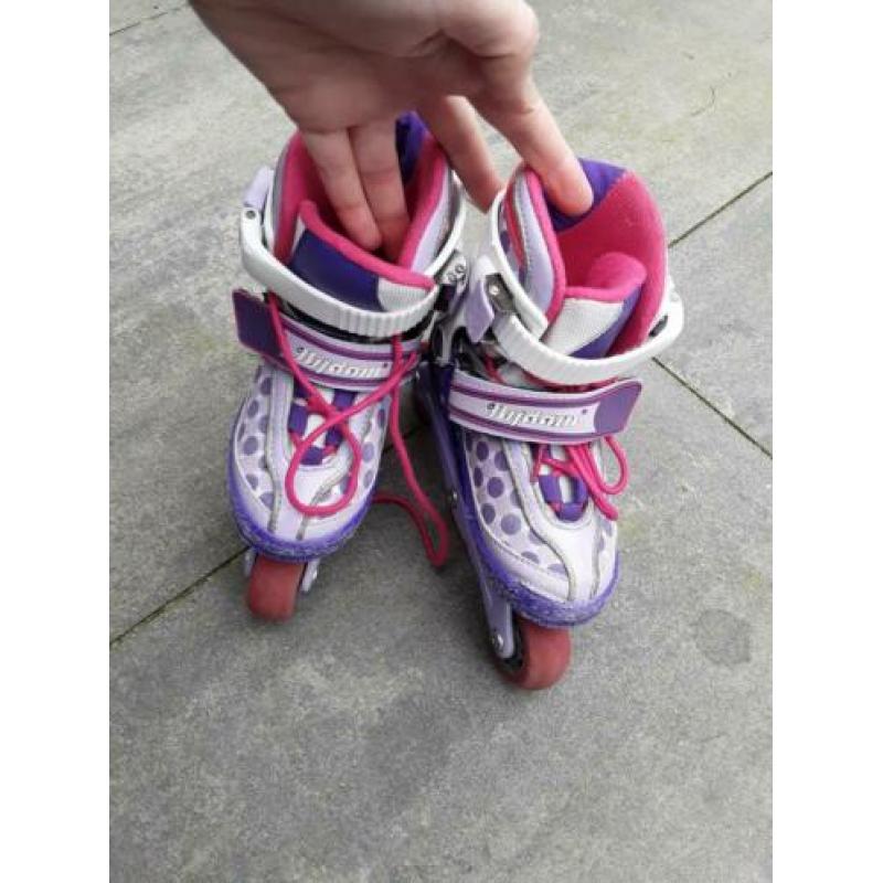 Nijdam skeelers adjustable 27-30, wit-rose-paars