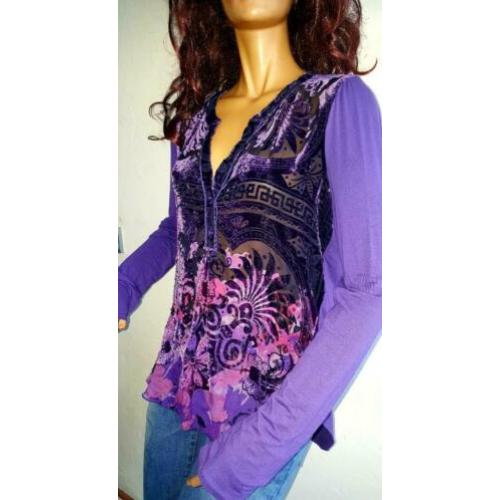 Prachtig Ibiza Bohemian Velvet Paars Hale Bob tuniekje L