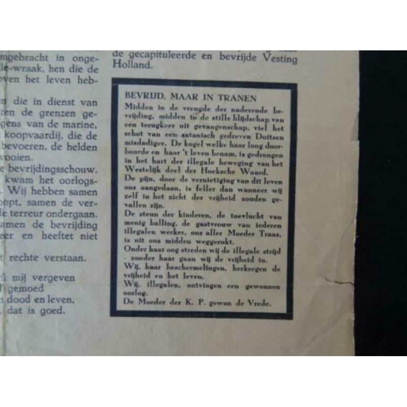 Koerier Hoeksche Waard bevrijding Catharina Traas 1945