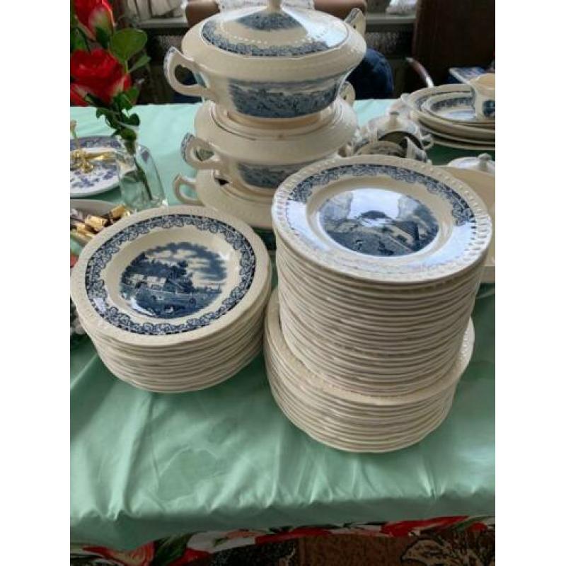 Blauw boerenhoeve servies compleet