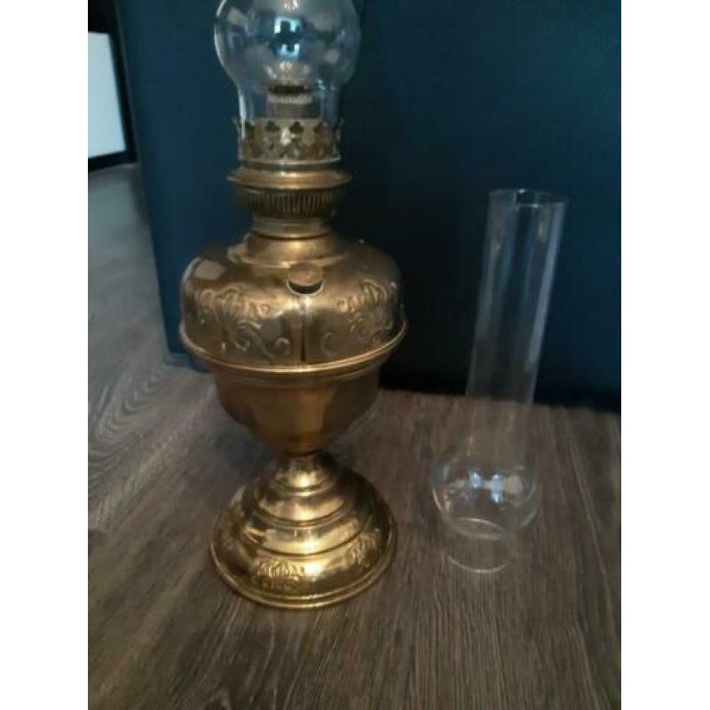 Koperen olielamp incl. extra glaasje