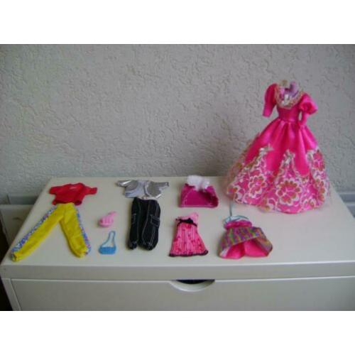 10 del barbie set met lange roze galajurk jas tas shirt broe