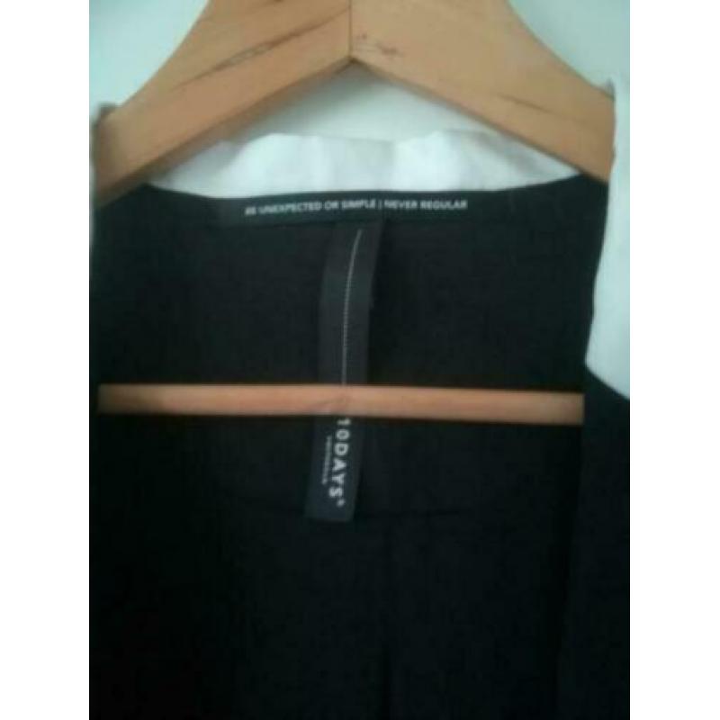 10 Days oversized blazer jasje zwart bies wit 0