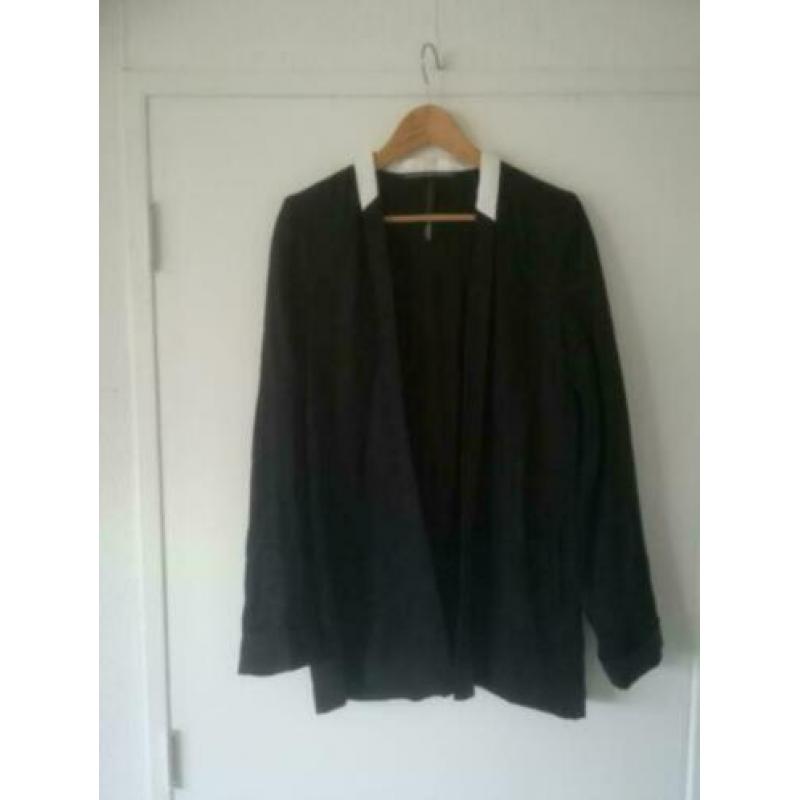 10 Days oversized blazer jasje zwart bies wit 0