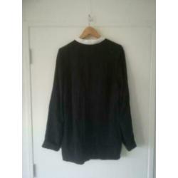 10 Days oversized blazer jasje zwart bies wit 0