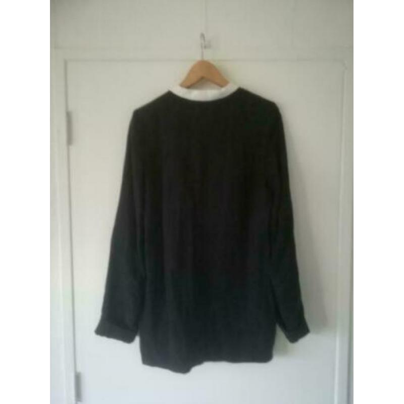 10 Days oversized blazer jasje zwart bies wit 0