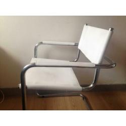 4x Vintage design Thonet stijl Mart Stam buisframe wit leer