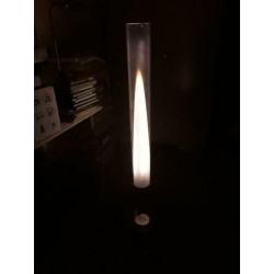 Design lamp buisvormig, staande, glas en metaal