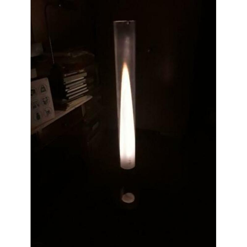 Design lamp buisvormig, staande, glas en metaal