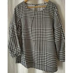 Sandwich - top van zwart wit viscose Maat 42 L