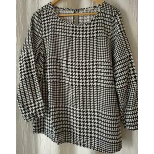 Sandwich - top van zwart wit viscose Maat 42 L