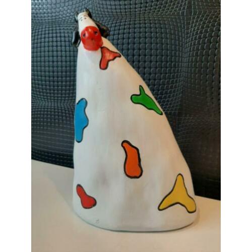 Multi colour beeld "scheve" koe 25cm !