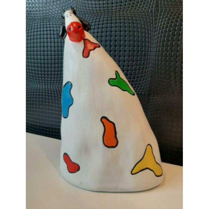 Multi colour beeld "scheve" koe 25cm !