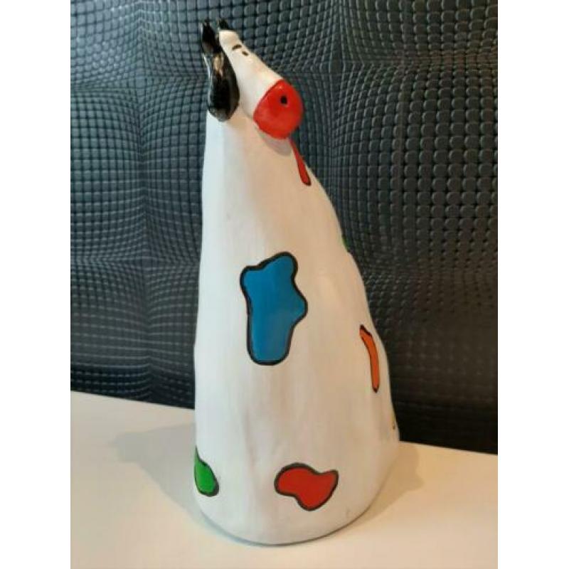 Multi colour beeld "scheve" koe 25cm !