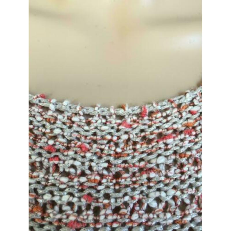D60 APART maat L=42/44 lang gebreide trui roze/wit pullover
