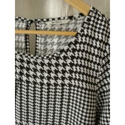 Sandwich - top van zwart wit viscose Maat 42 L