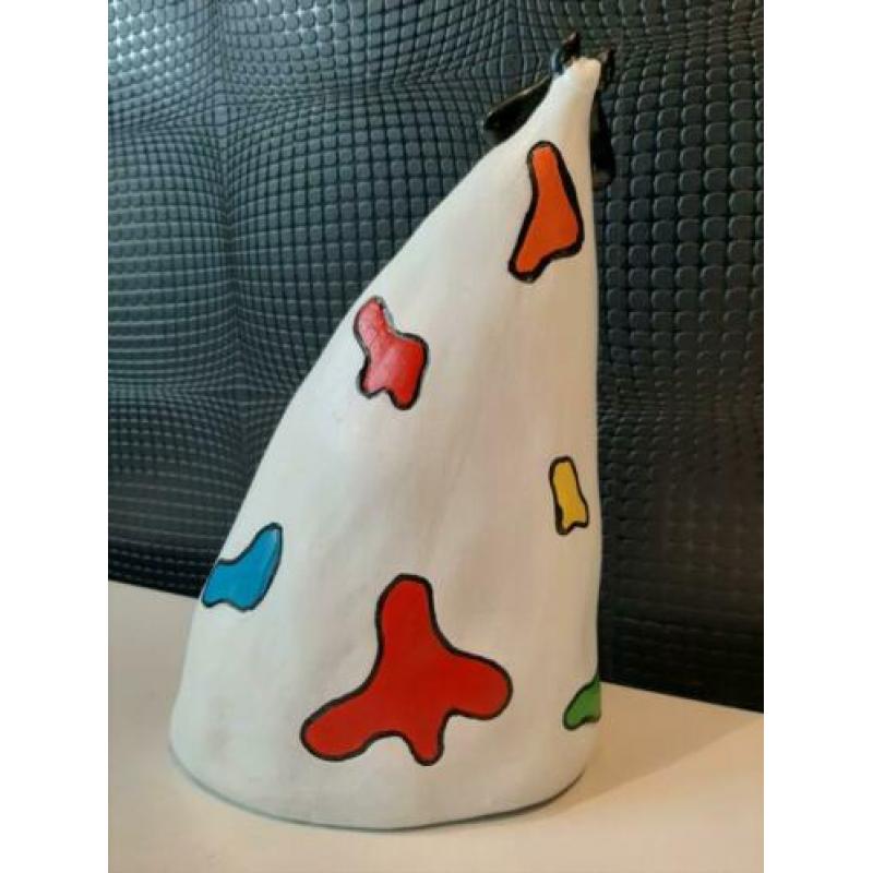Multi colour beeld "scheve" koe 25cm !