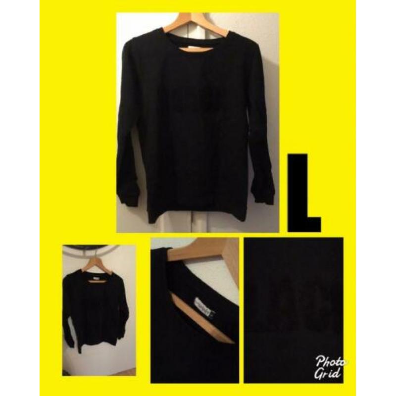Zwarte sweater met tekst??L/trui??42