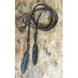 Boho chic Ibiza festival ketting met veer hanger