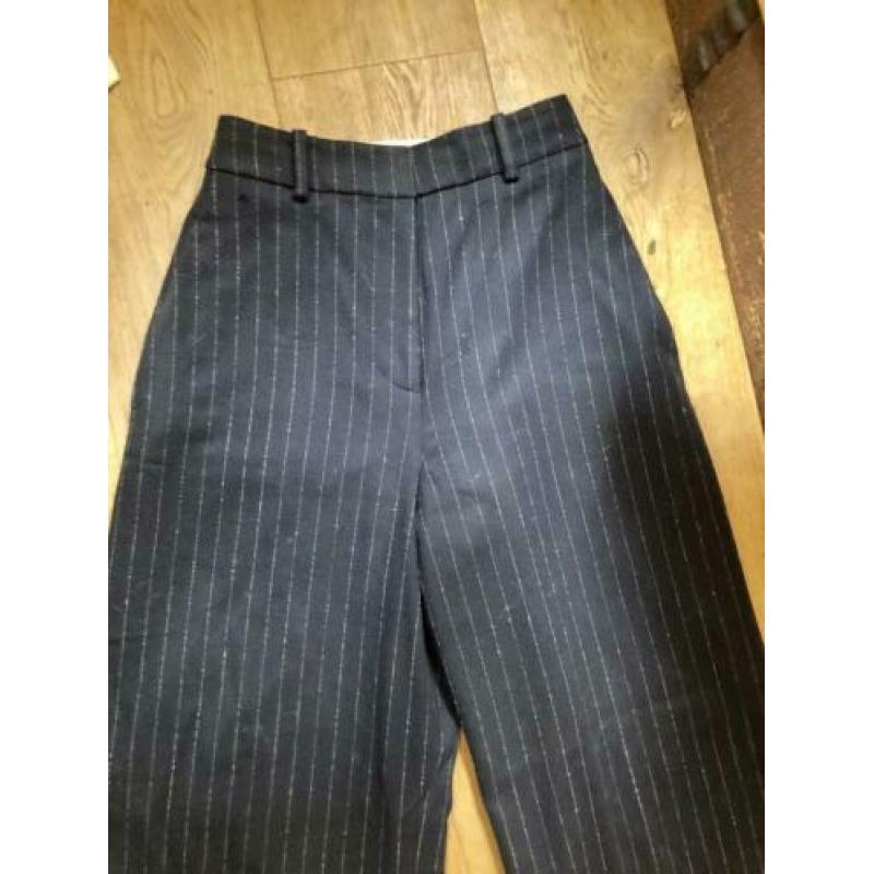 Wijde pantalon/wol!/smal hoge taille/krijtstreep/hm trend