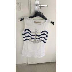 Zara top wit marine look mouwloos nieuw medium