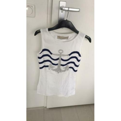 Zara top wit marine look mouwloos nieuw medium