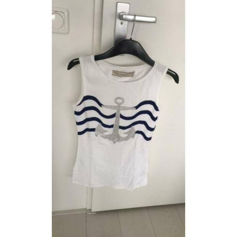 Zara top wit marine look mouwloos nieuw medium