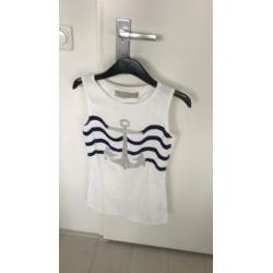 Zara top wit marine look mouwloos nieuw medium