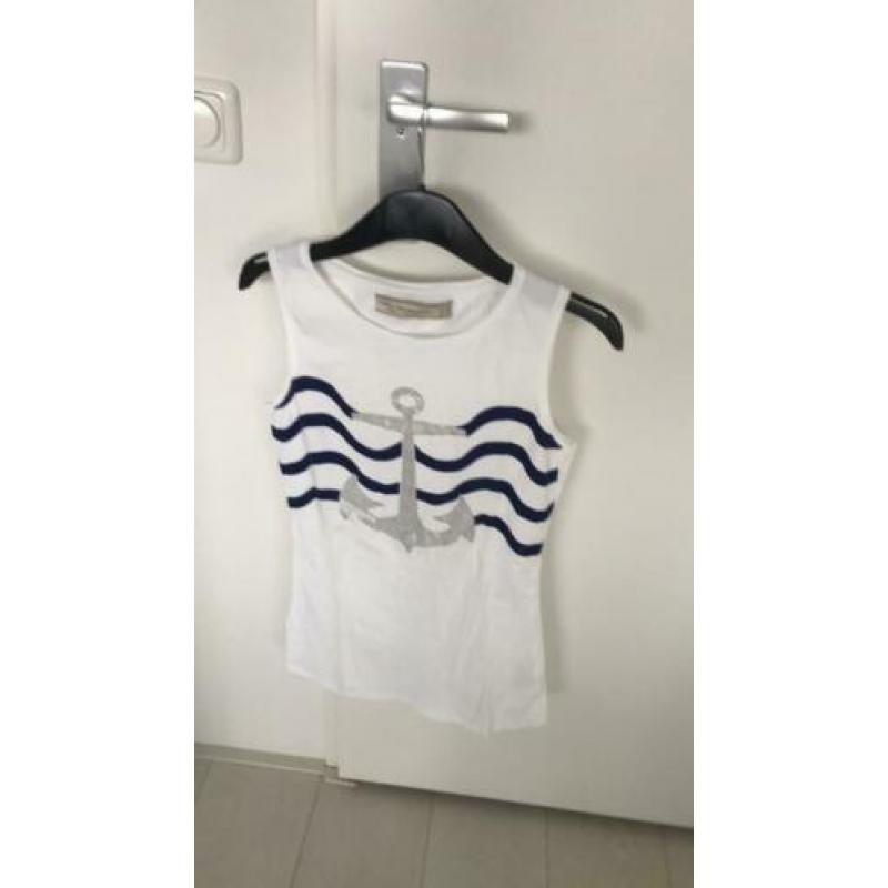 Zara top wit marine look mouwloos nieuw medium