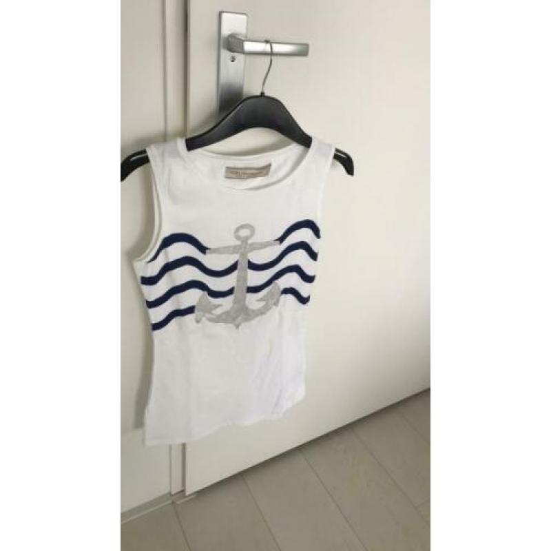 Zara top wit marine look mouwloos nieuw medium