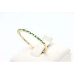 14 Karaat. Gouden vintage aanschuif ring met smaragd.